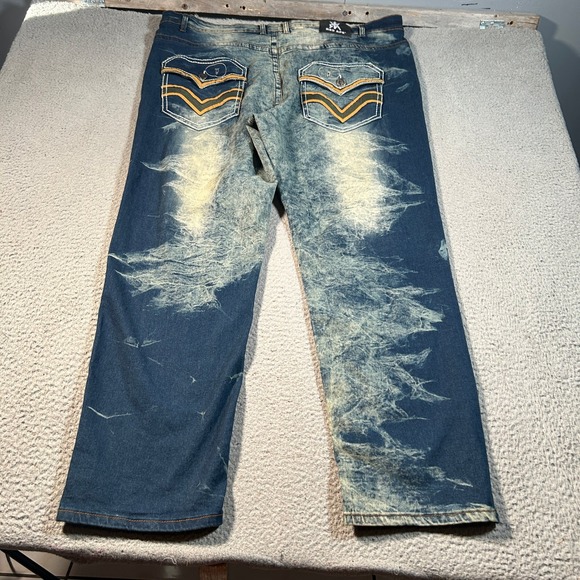 Red Ape Jeans Mens 46x31 Blue Acid Wash Straight Leg Denim Skater Y2K NWT - Picture 2 of 15